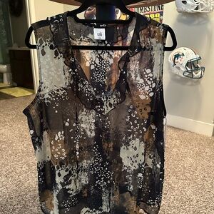 CABI Incandescent Sleeveless Ruffle Chiffon Blouse Size XXL